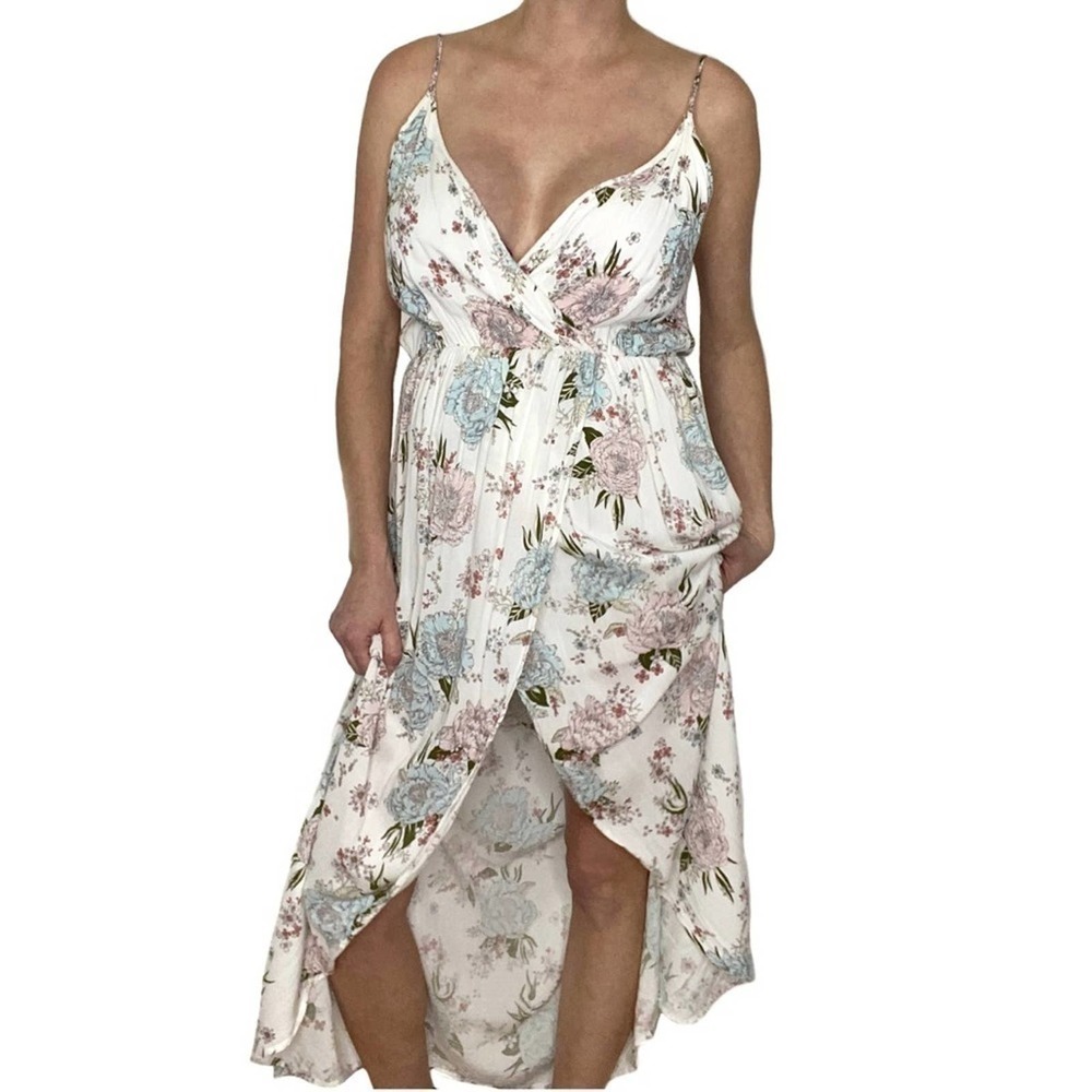 SADIE & Sage Romantic Floral High Split Maxi Dress Size Large